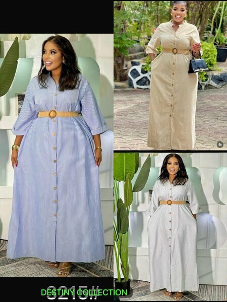 Robe longue boutonnée coton