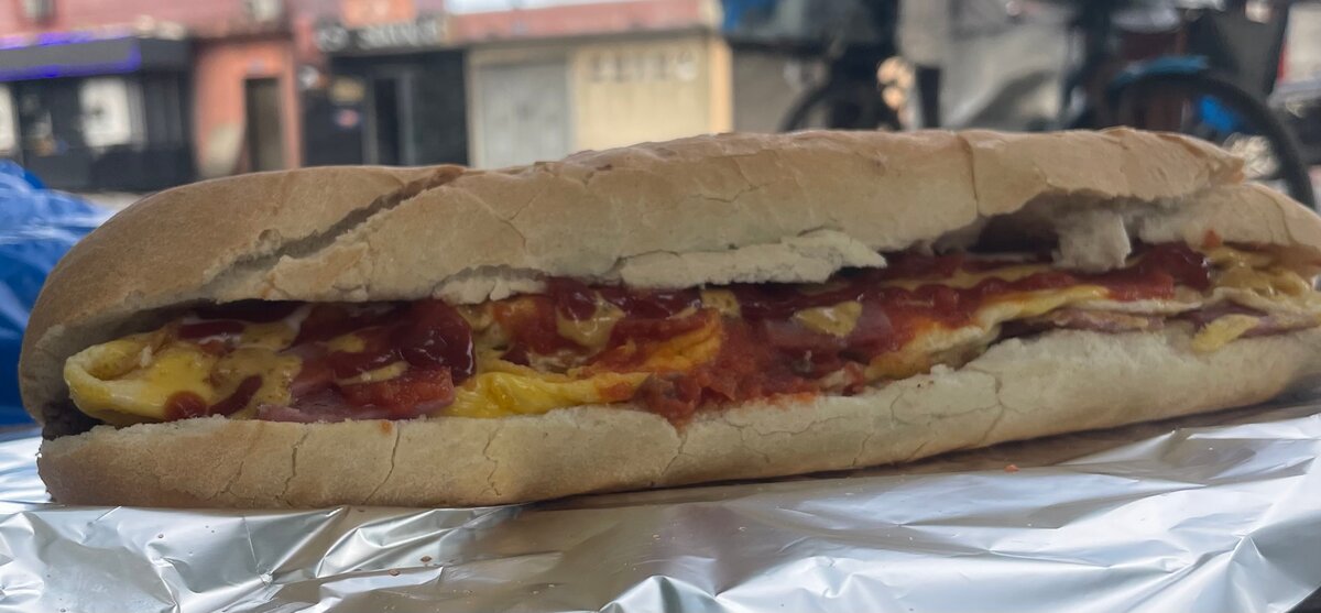 œuf, jambon, viande hachée .