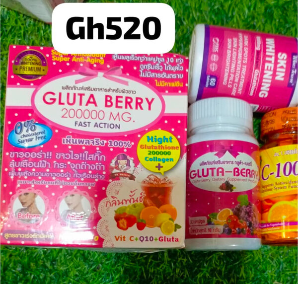 Gluta Berry 200000mg + Vitamin C 1000mg + Skin Whitening  +Gluta Berry set