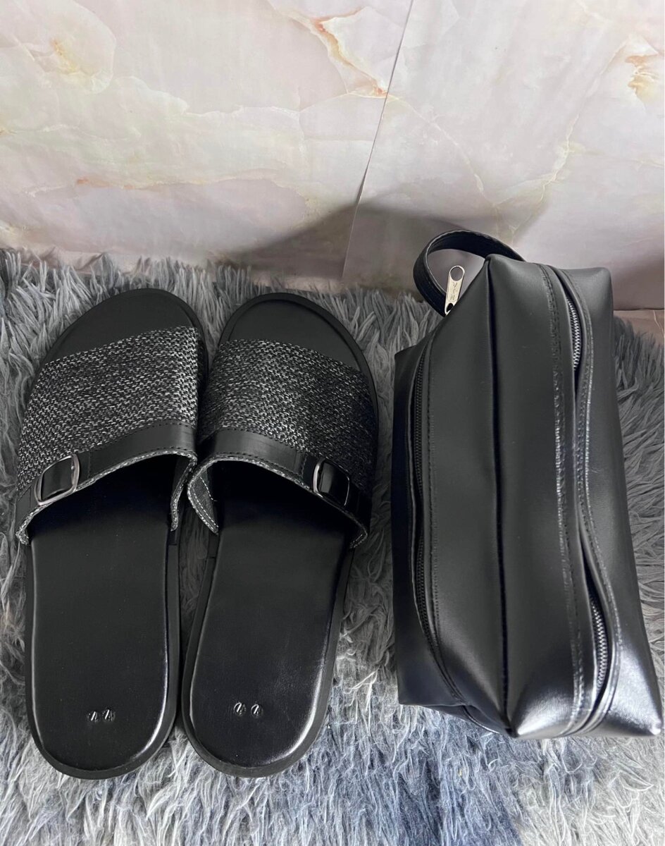 Sandales plates en cuir avec sac