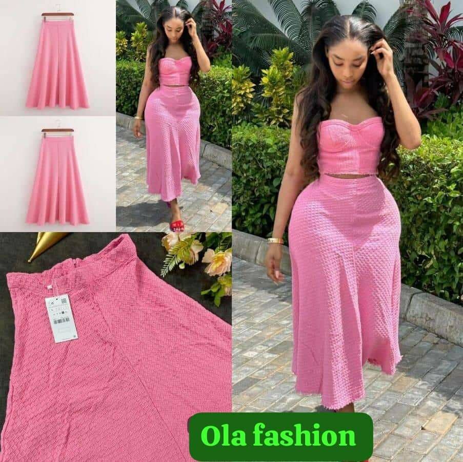 Jupe longue rose élégante