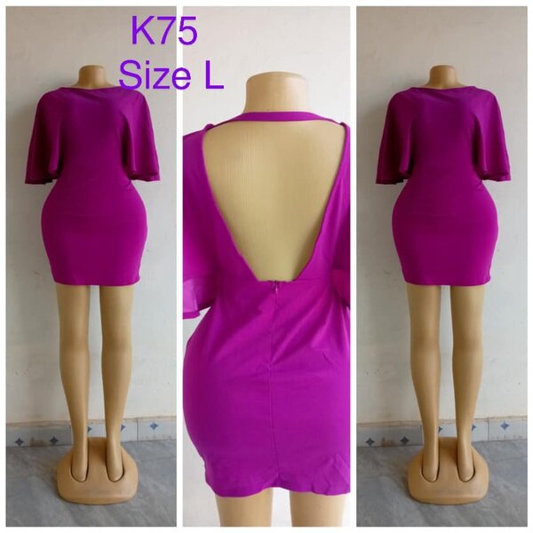 Lilac dress with open back, size L