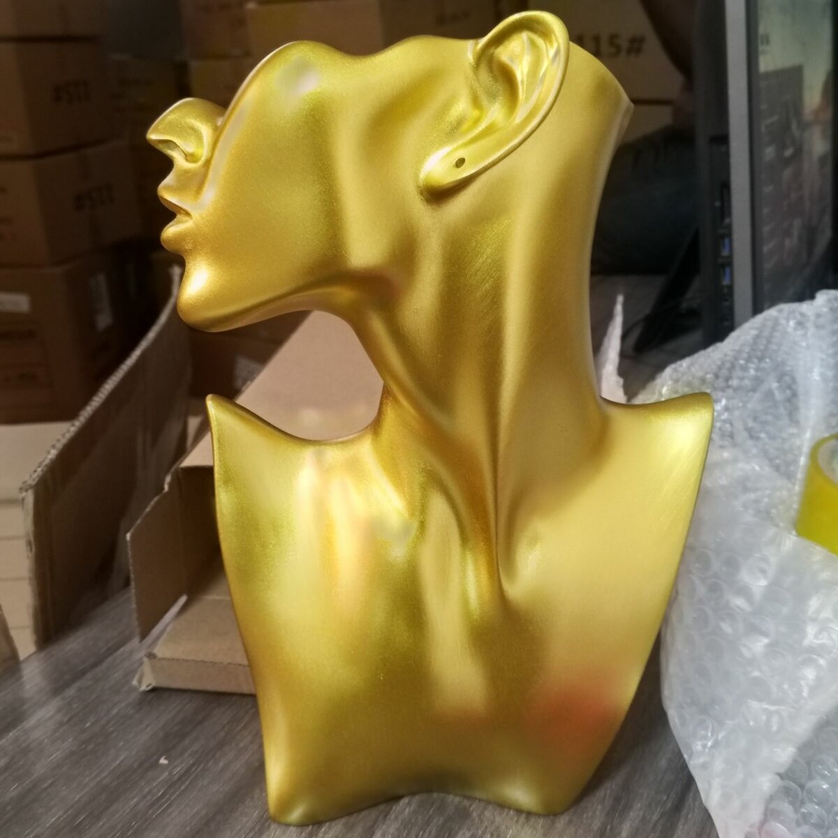 Buste Présentoir Bijoux Doré