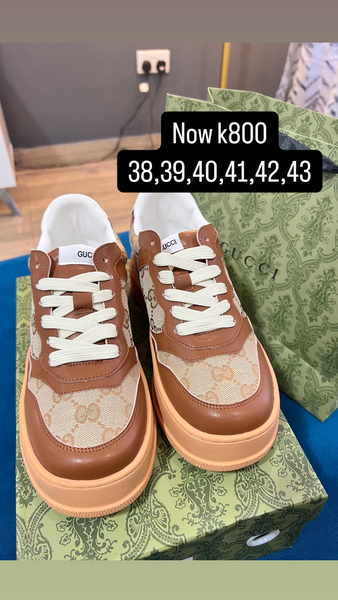 white and brown gucci sneakers