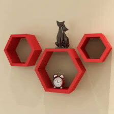 Étagère murale hexagonale rouge
