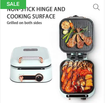 5L Multi-functional Double Heating Cooking Frying Pot Barbeque Grill Roasting Pan Pancake Machine Baking Pan Sandwich Machine non-stick Surface