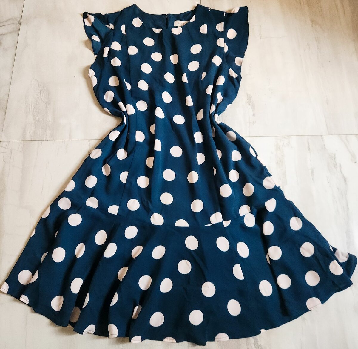 LOFT Green And White Polka Dot Dress