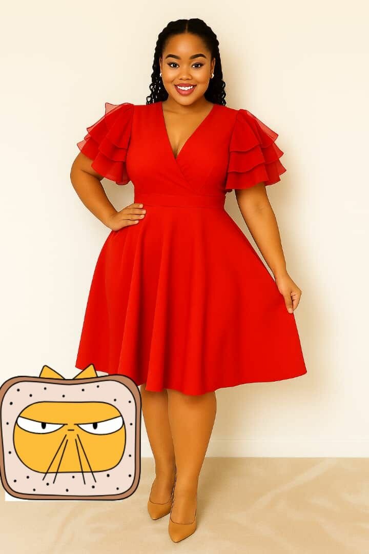 Robe élégante à manches volantées