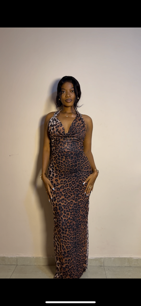 Robe Longue Imprimé Léopard Sexy
