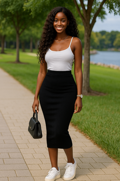 Jupe Crayon Noire Élastique
