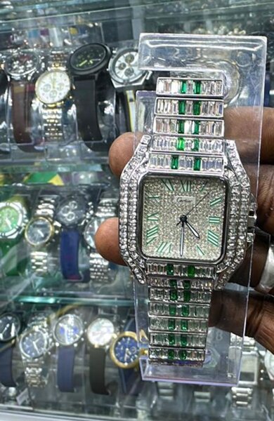 Montre Homme Luxe Strass Vert