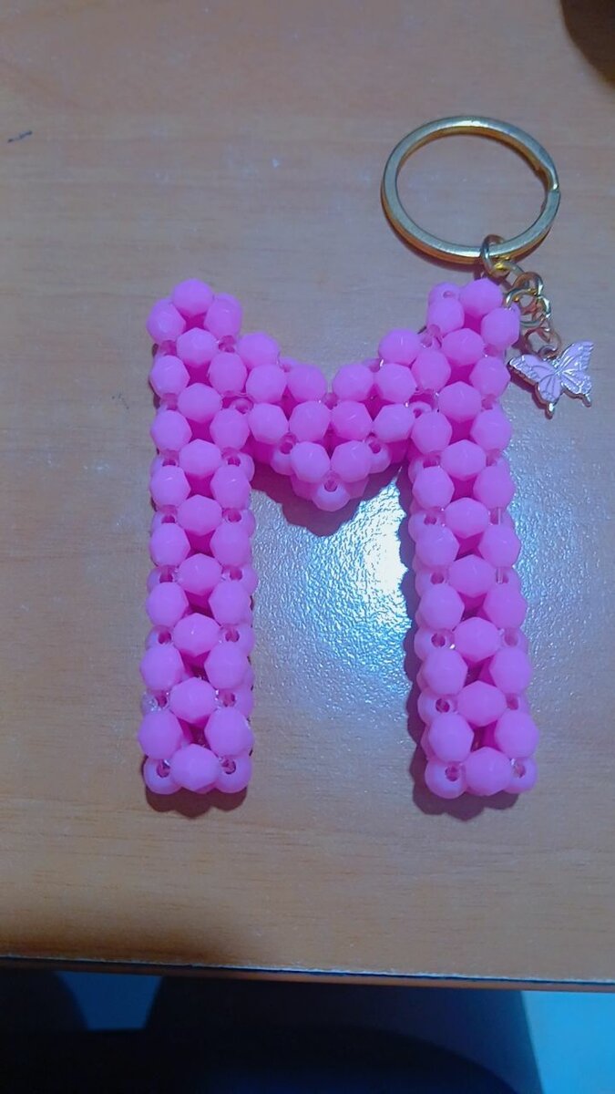 Porte-clés Lettre M Rose