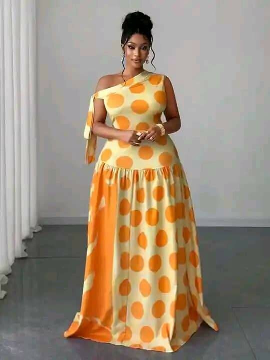 Robe longue à pois orange