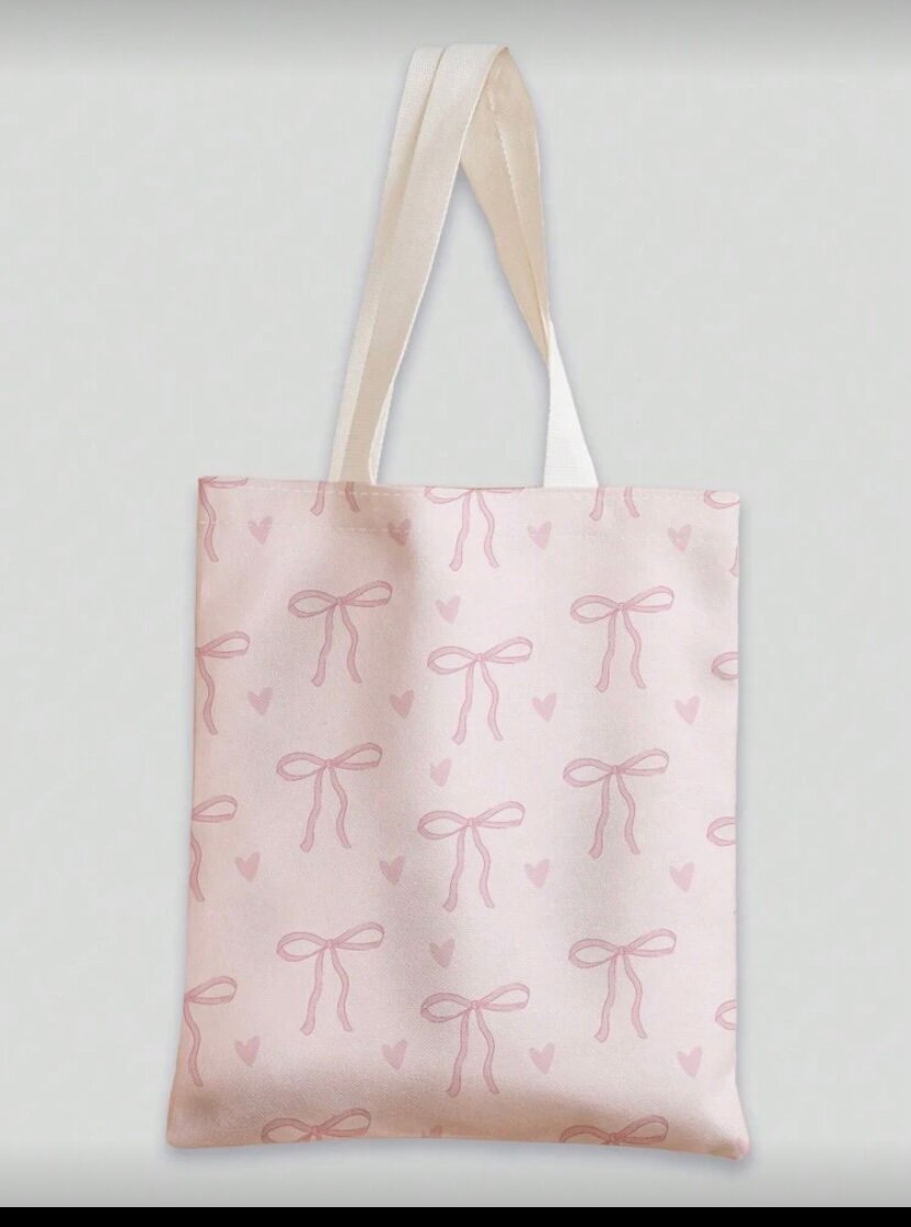 Sac en toile motif noeud rose