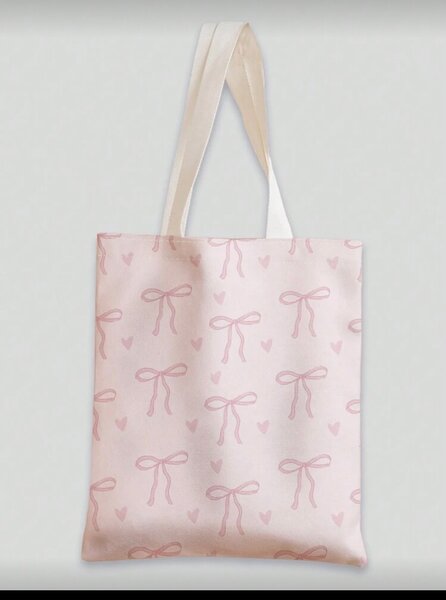 Sac en toile motif noeud rose