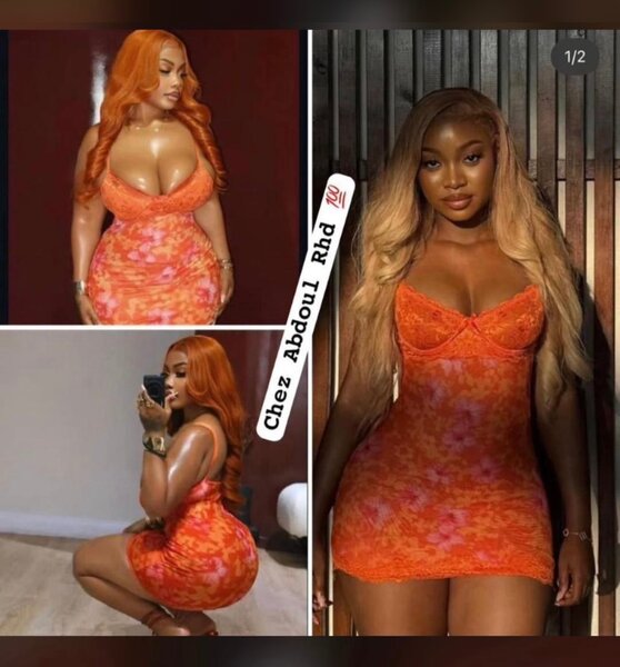 Nuisette en satin orange