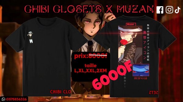 Tee shirt chibi closets x muzan noir