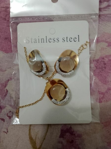 Parure Collier Boucles d'Oreilles Acier Inox