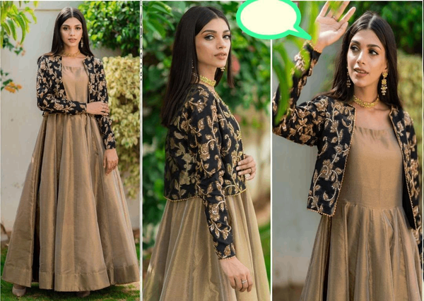 Embroidery silk maxi with round neck