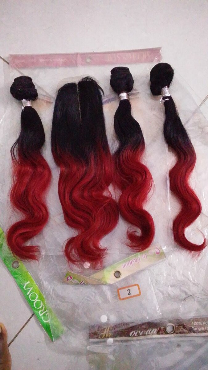 Extensions cheveux ondulés rouges