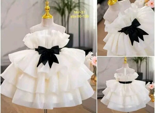 Robe Fille Blanche avec Nœud en Soie