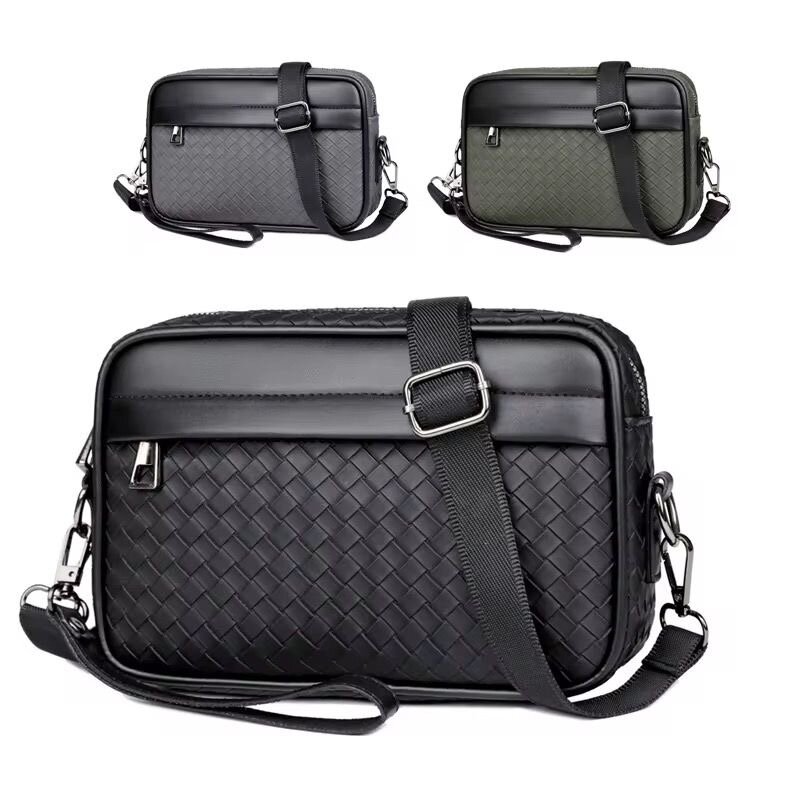 Sac bandoulière en cuir tissé