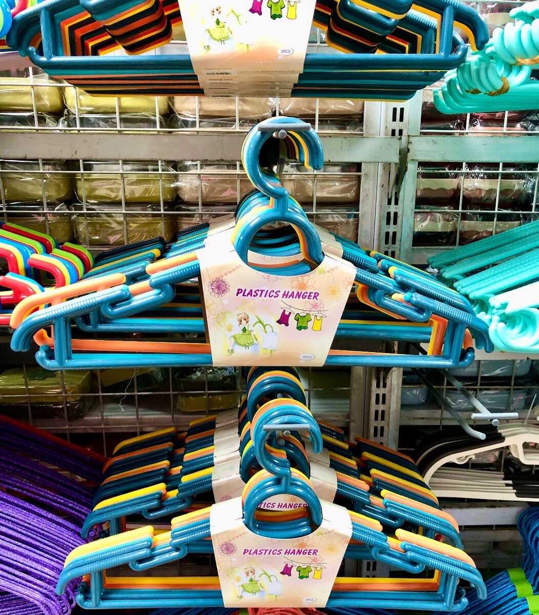 Plastic hangers.