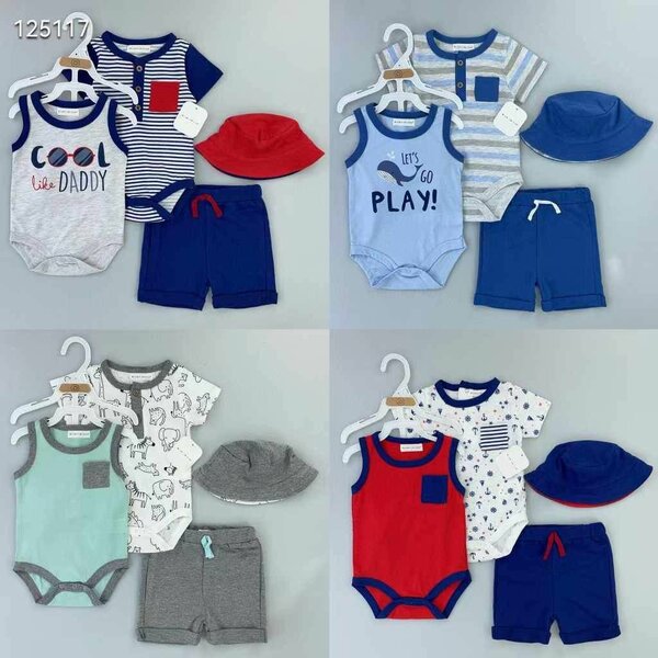 Organic cotton baby boys  4pc gift set  tshirt short hat