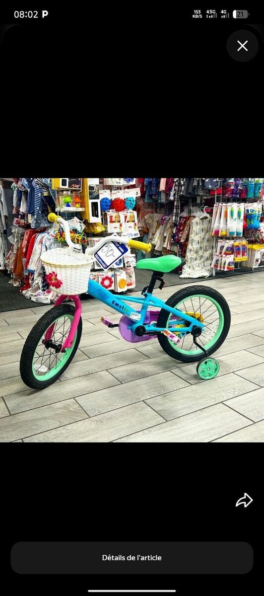 Vélo enfant coloré 16 pouces