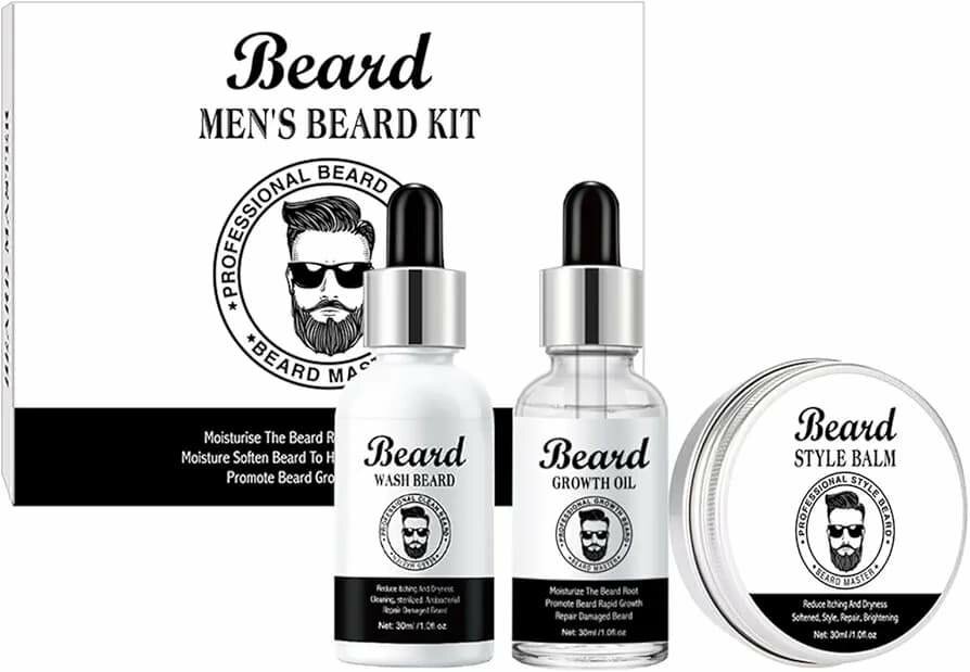 Kit de Barbe pour Homme, Doux, Lisse, Facile à Prendre Soin