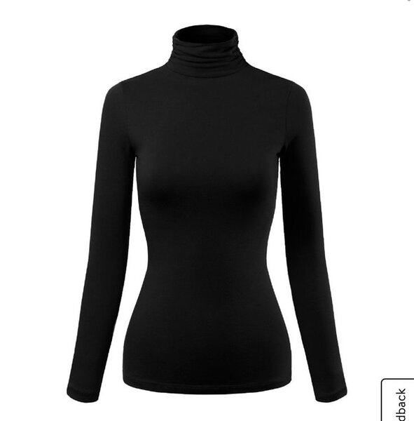 Chic Pull Col Roulé Noir Femme