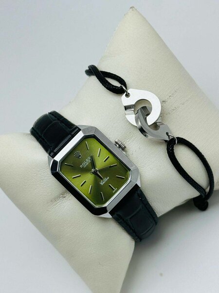 Montre + bracelet noir vert