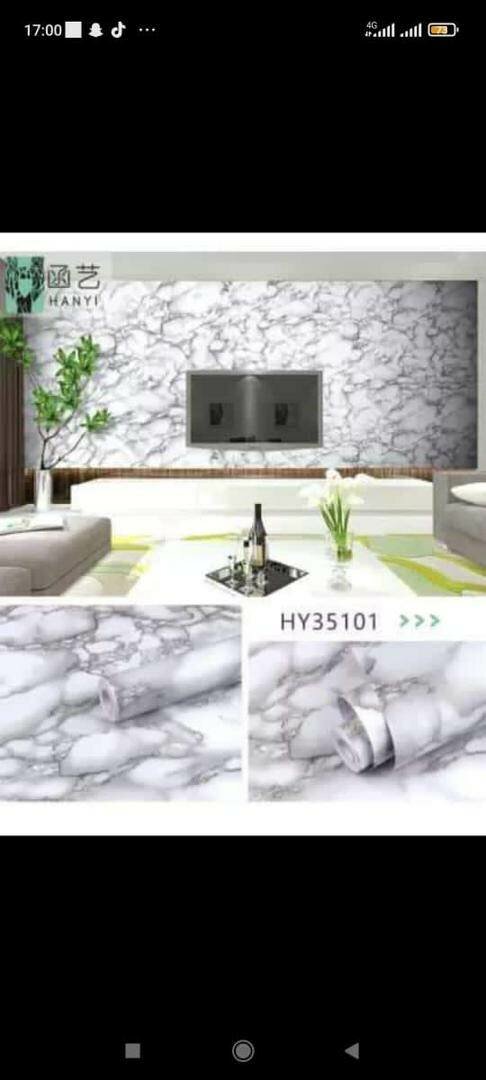 Papier peint effet marbre blanc