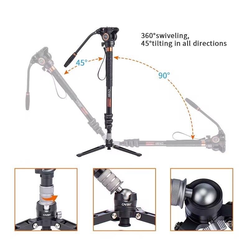 Monopode avec rotule 360°