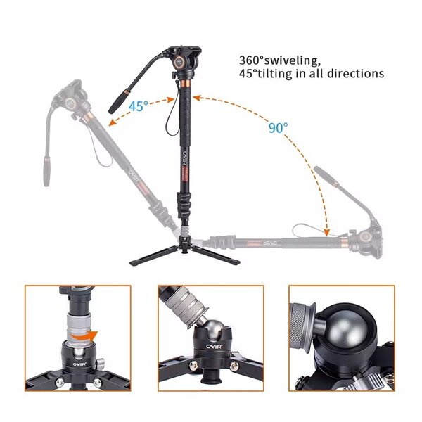 Monopode avec rotule 360°
