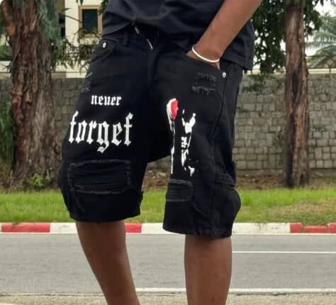 Short noir streetwear graphique