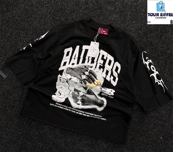 T-shirt Noir Graphique Raiders