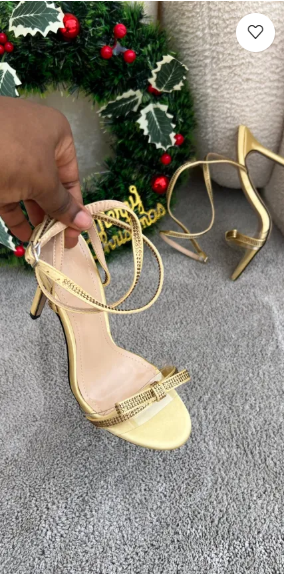 Doreen Gold Ankle Strap High Heels