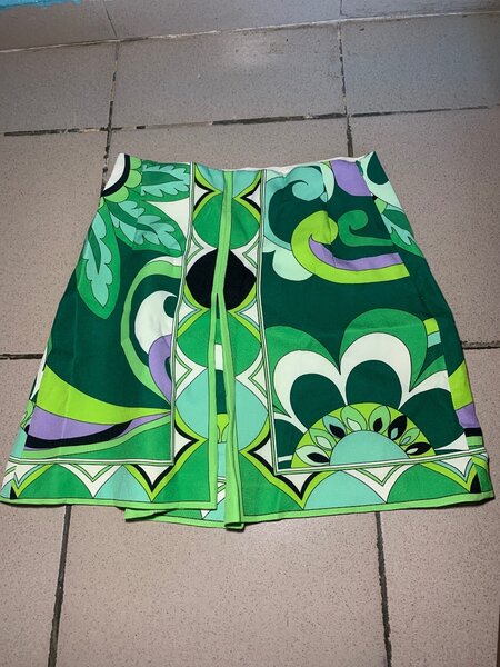 Jupe Vintage à Motifs Verts