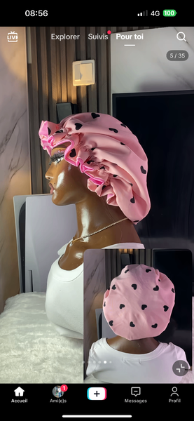 Bonnet de nuit en satin imprimé