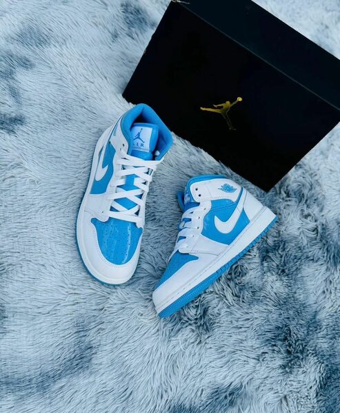 Baskets montantes blanches et bleues