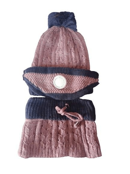 Beanie Wool Cap with Neck Warmer and Mask