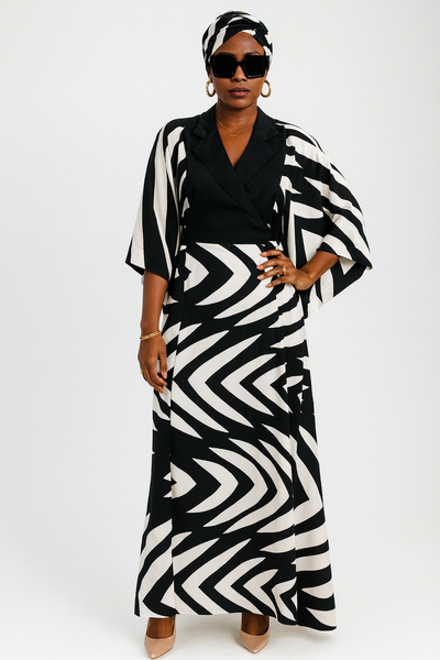 Robe longue élégante à motifs