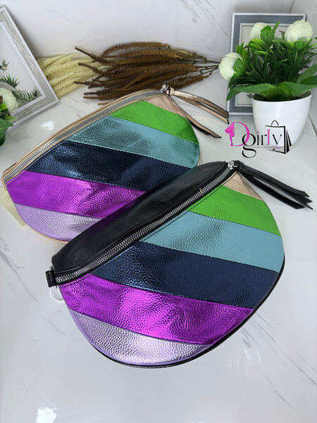 Sac banane multicolore en cuir