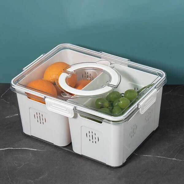 Vegetable storage container with inner basket