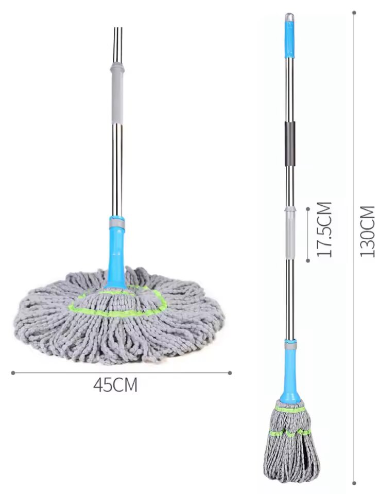 Balai à franges rotatif avec manche extensible