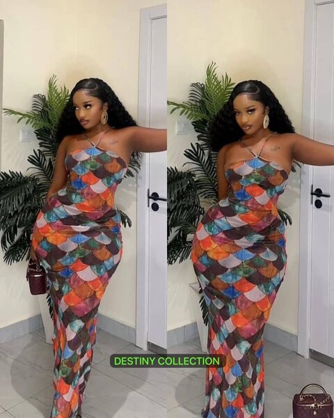 Robe longue élégante multicolore