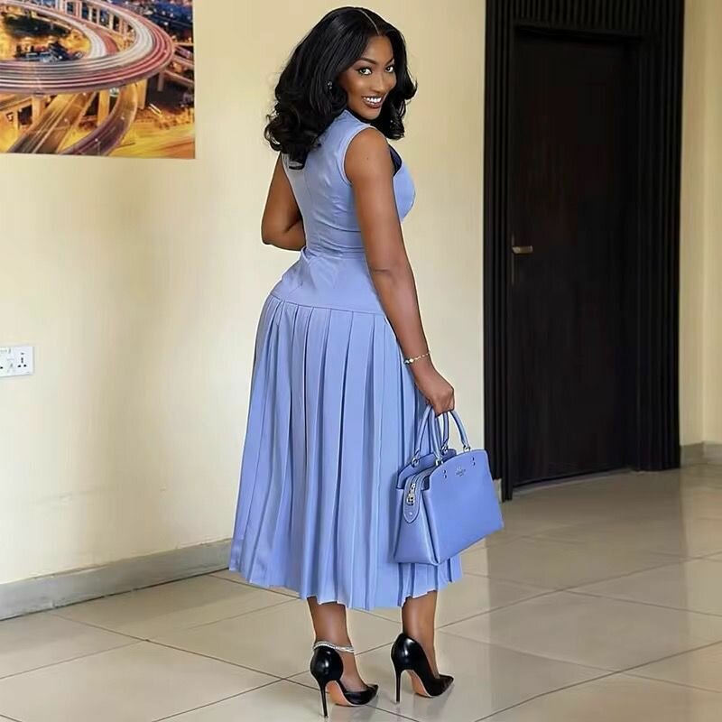 Robe maxi plissée élégante