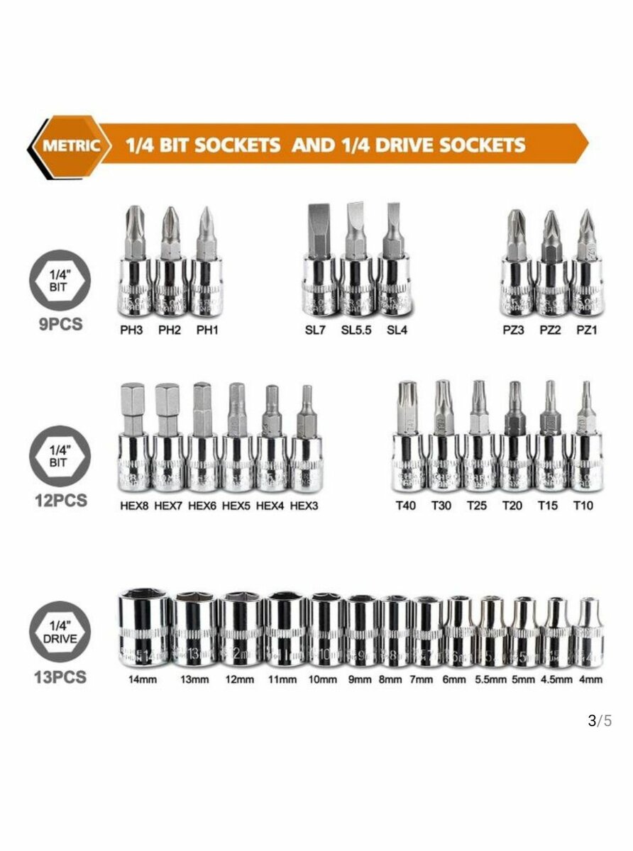 Coffre a cliquets 46 pièces
