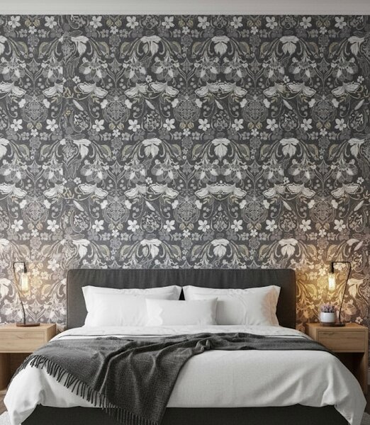 Papier peint floral gris élégant